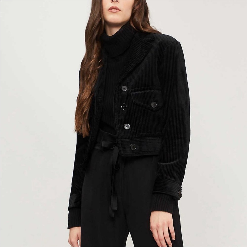 Sandro Black Corduroy Velvet Jacket